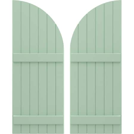 Americraft 6-Board (2 Batten) Wood Joined Board-n-Batten Shutters W/ Arch Top, ARW101BQ621X70SGH